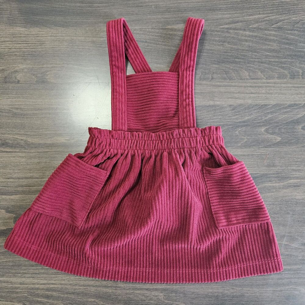 Wonder Nation Toddler Girls Red Corduroy Pinafore Overall Jumper Dress 18M